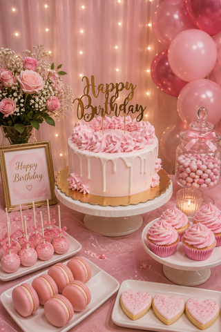 Drip Cake per Compleanno Rosa