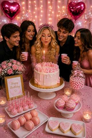 Drip Cake per Compleanno Rosa