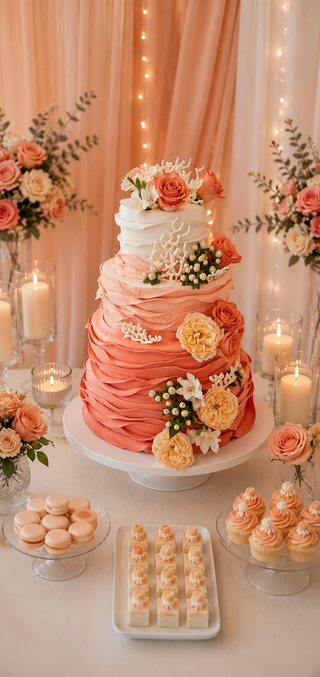 Torta Nuziale Coral Romance – Wedding Cake Salmone e Panna