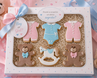 9 Biscotti decorati Gender Reveal con orsetti – Boy or Girl