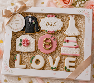 10 Biscotti decorati per matrimonio a tema nuziale
