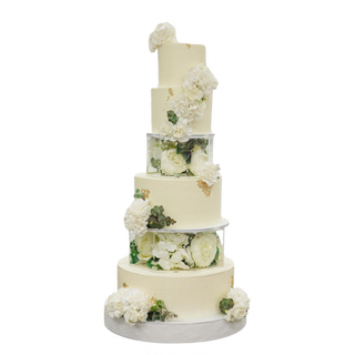 Torta Nuziale bianca con piani trasparenti