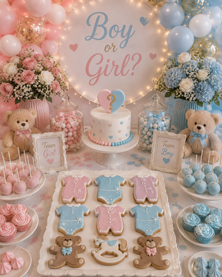 9 Biscotti decorati Gender Reveal con orsetti – Boy or Girl