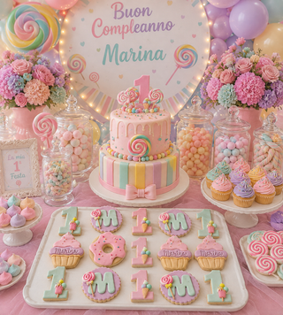 9 Biscotti decorati primo compleanno a tema caramelle