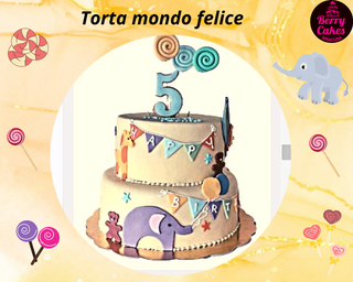 Torta mondo felice pieno di dolci